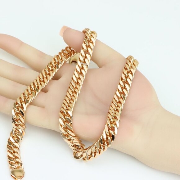 Bold Rose Gold Chunky Chain Necklace for Statement Styling, XPNL0283 - Picture 5 of 12